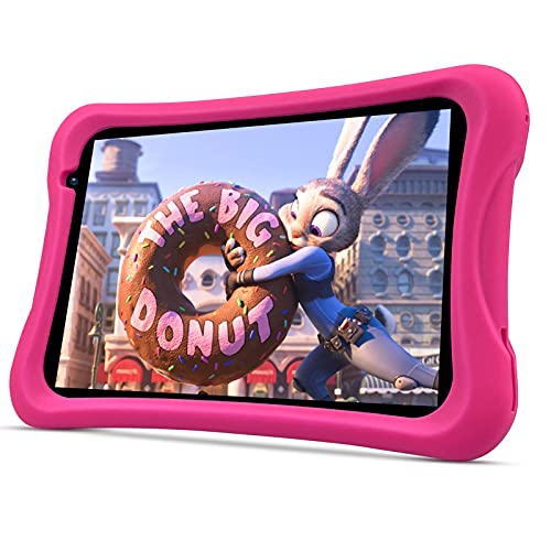 PRITOM 8 inch Quad Core Kids Android Tablet, 64GB, WiFi, Bluetooth, Dual Camera, Educationl, Games,Parental Control, Kids Software with Kids-Tablet Case(Pink) - Image 1