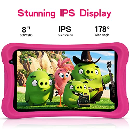 PRITOM 8 inch Quad Core Kids Android Tablet, 64GB, WiFi, Bluetooth, Dual Camera, Educationl, Games,Parental Control, Kids Software with Kids-Tablet Case(Pink) - Image 4