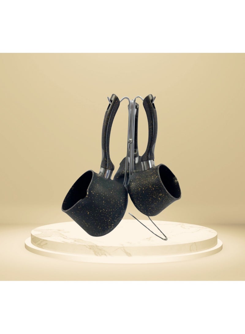 Granite coffee pot set, 3 pieces + stand  metal   High quality material