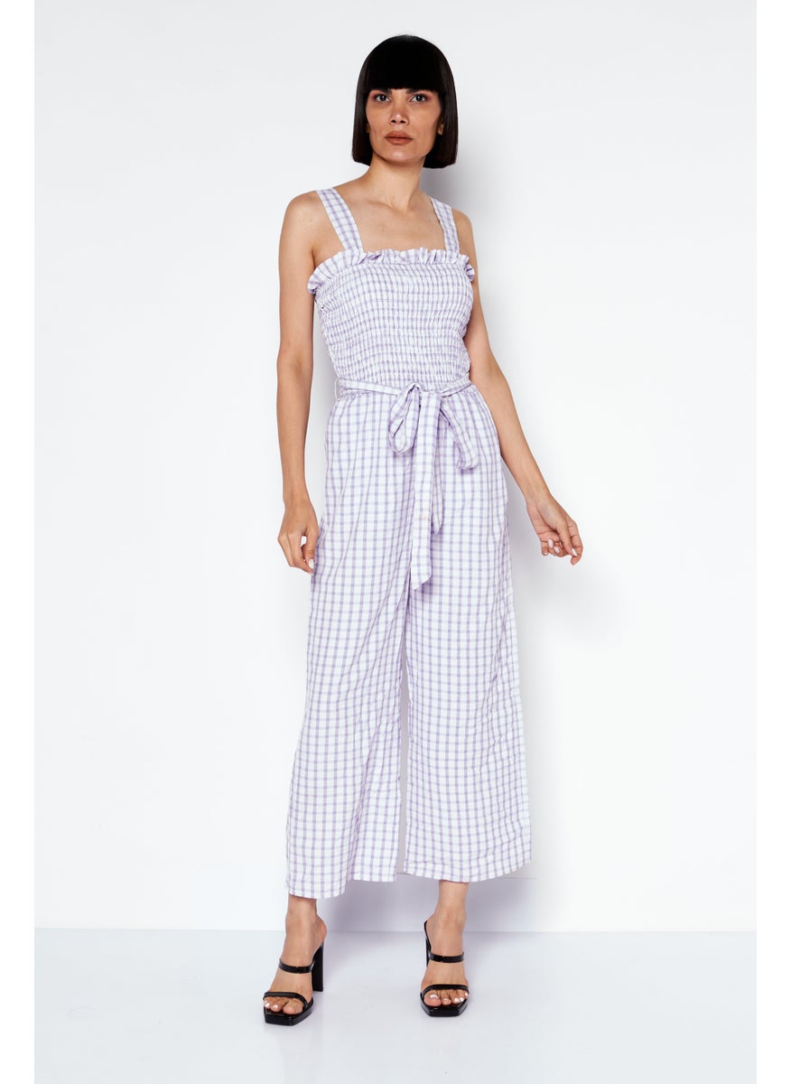 Women Checkered  Sleeveless Jumpsuit, Purple Combo - pzsku/Z67FE7016A54FA068149BZ/45/_/1726067190/f3f1666c-1632-41df-8e27-1bf03b8b2110