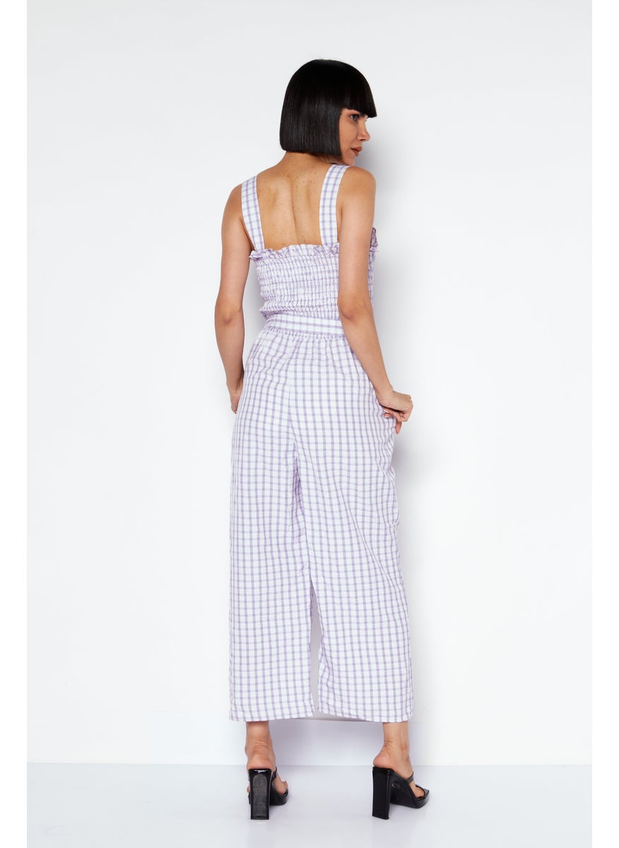 Women Checkered  Sleeveless Jumpsuit, Purple Combo - pzsku/Z67FE7016A54FA068149BZ/45/_/1737900779/ca254587-c98f-4915-9d0d-158632c5a195