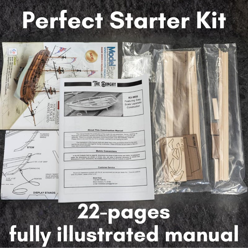 Model Expo Midwest Dinghy Wooden Ship Model Building Kit for Adults DIY Woodcraft Self Assembly - Complete Kit for Adults with Tools, Paint, and Glue Included - Image 5