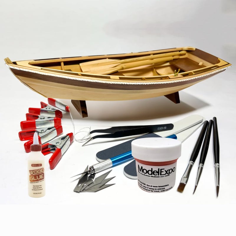 Model Expo Midwest Dinghy Wooden Ship Model Building Kit for Adults DIY Woodcraft Self Assembly - Complete Kit for Adults with Tools, Paint, and Glue Included - Image 1