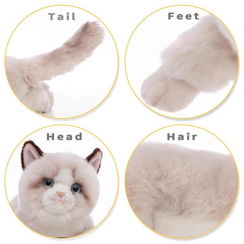 CU-MATE 20 Inch- Gray Ragdoll Cat Plush Stuffed Animal Toys -Realistic Ann Baker Cat Handmade Plush Toy Present Gift - Image 4