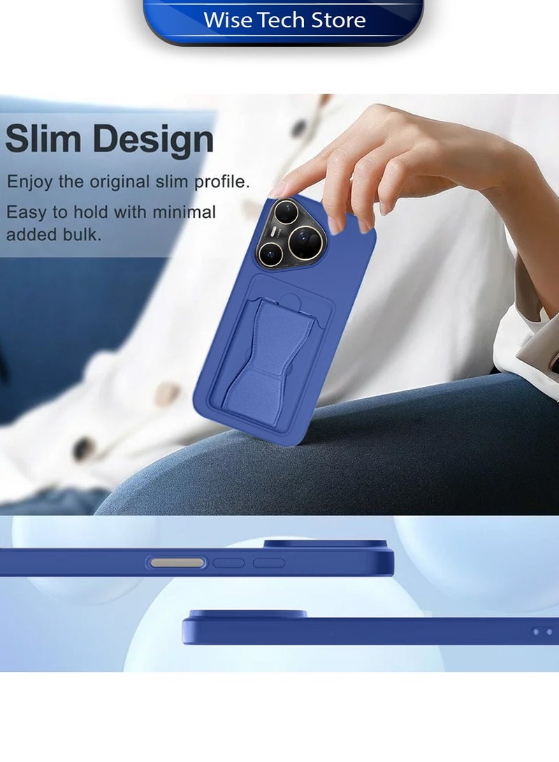 Wtech Huawei Pura 80 Ultra 5G 2025 Silicone TPU Card Holder with Hand Grip Case Cover (MCHPSN) - Navy Blue - Image 4