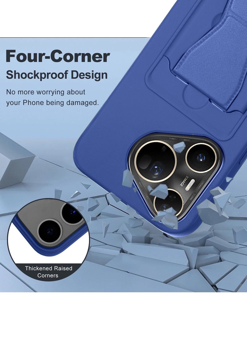 Wtech Huawei Pura 80 Ultra 5G 2025 Silicone TPU Card Holder with Hand Grip Case Cover (MCHPSN) - Navy Blue - Image 3