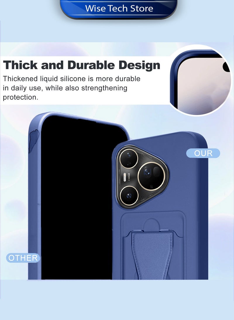 Wtech Huawei Pura 80 Ultra 5G 2025 Silicone TPU Card Holder with Hand Grip Case Cover (MCHPSN) - Navy Blue - Image 2