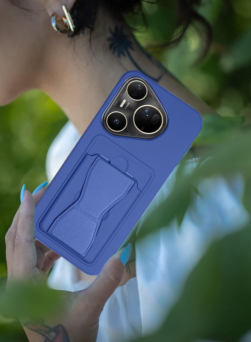 Wtech Huawei Pura 80 Ultra 5G 2025 Silicone TPU Card Holder with Hand Grip Case Cover (MCHPSN) - Navy Blue - Image 5