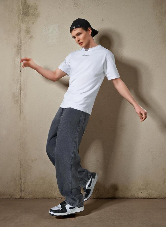 هوبرهولمي جينز رمادي بقصة مريحة 1% قطن بإغلاق بأزرار - Image 1