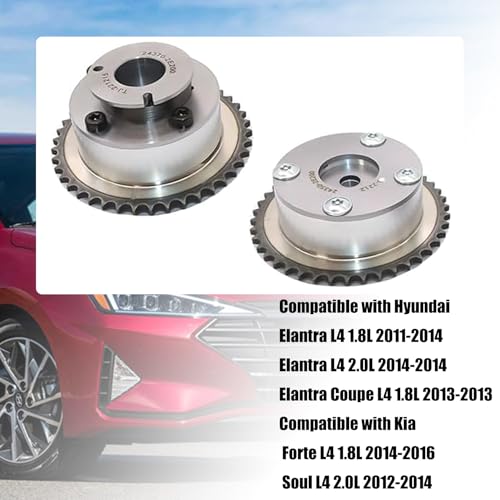 FZJDSD Intake & Exhaust Camshaft Phaser Adjuster Actuator CVVT Gear Compatible with Hyundai Elantra Tucson Sonata 2014-2021 Compatible with Kia Forte Soul Optima 2014-2020# 24350-2E200 24370-2E200 - Image 2