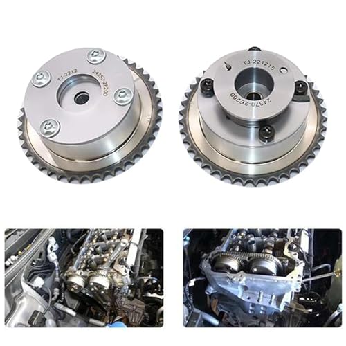 FZJDSD Intake & Exhaust Camshaft Phaser Adjuster Actuator CVVT Gear Compatible with Hyundai Elantra Tucson Sonata 2014-2021 Compatible with Kia Forte Soul Optima 2014-2020# 24350-2E200 24370-2E200 - Image 1
