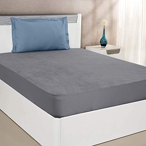 BABYLEE Waterproof Mattress Protector Double Bed 72x72 Ultra Soft Breathable & Fitted Bed Protector Terry Cover Double Bed (6.5x6 feet, Fits 10 Inches, Grey) - Image 2