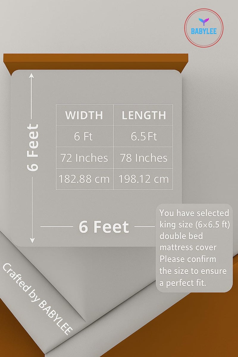 BABYLEE Waterproof Mattress Protector Double Bed 72x72 Ultra Soft Breathable & Fitted Bed Protector Terry Cover Double Bed (6.5x6 feet, Fits 10 Inches, Grey) - Image 4