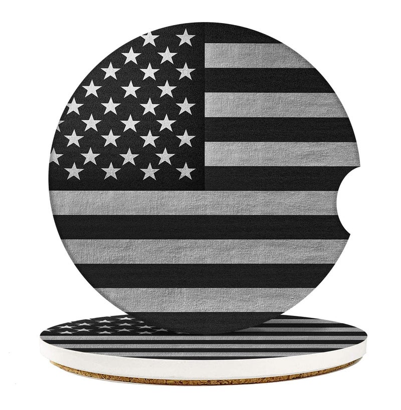 Britimes Car Coasters for Drinks Absorbent 2 Pack Cup Holders 256 Ceramic Stone NonScratch Cork Base Coasters Cupholder Auto Accessories for Women Men American Gray Your Grey America