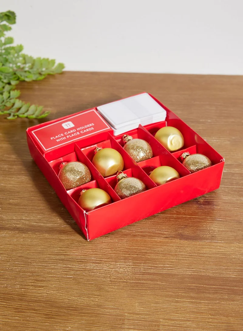Talking Tables Glass Gold Bauble Place Card Holders Set Of 8