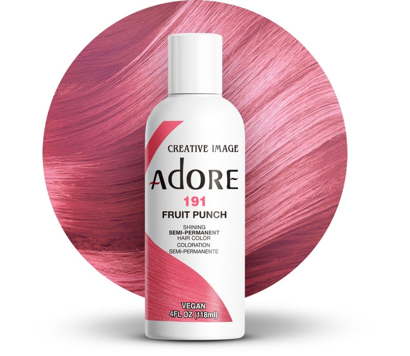 Adore Semi Permanent Hair Color (191 Fruit Punch) | Vegan & Cruelty-Free Pink Hair Dye | No Ammonia, No Peroxide, No Alcohol | 4 Fl Oz - Image 1