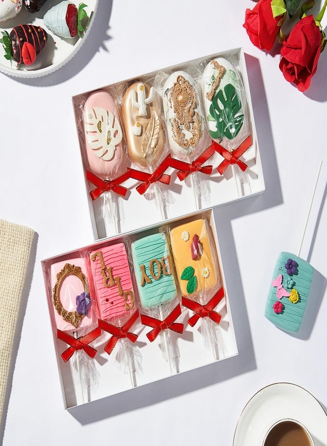JCXGRVC 50pcs 4x6Inches Clear Rice Krispie Treat Bags with Sticks and Ties Bows Rice Kit Cakesicle Bags Individually Wrapped Packaging for Marshmallow Mcaron Pop Candy Apple Cookies Cake Ore Pop - Image 4