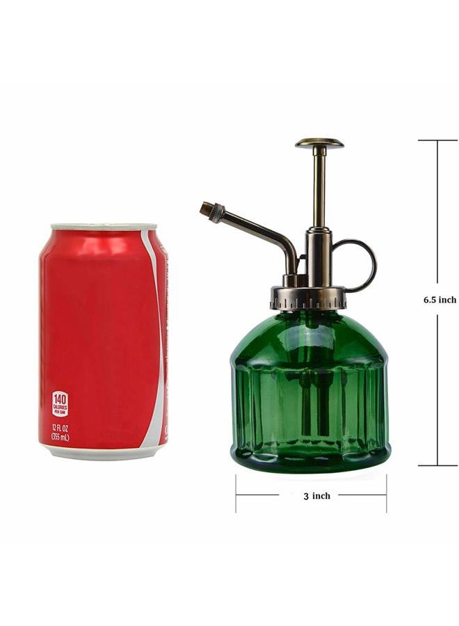 Ebristar Glass Plant Mister Spray Bottle, 6.5" Tall Vintage Plant Spritzer Watering Can, Succulent Watering Bottle with Top Pump, Small Plant Sprayer Mister for Indoor Outdoor House Plant - Dark Green - Image 2