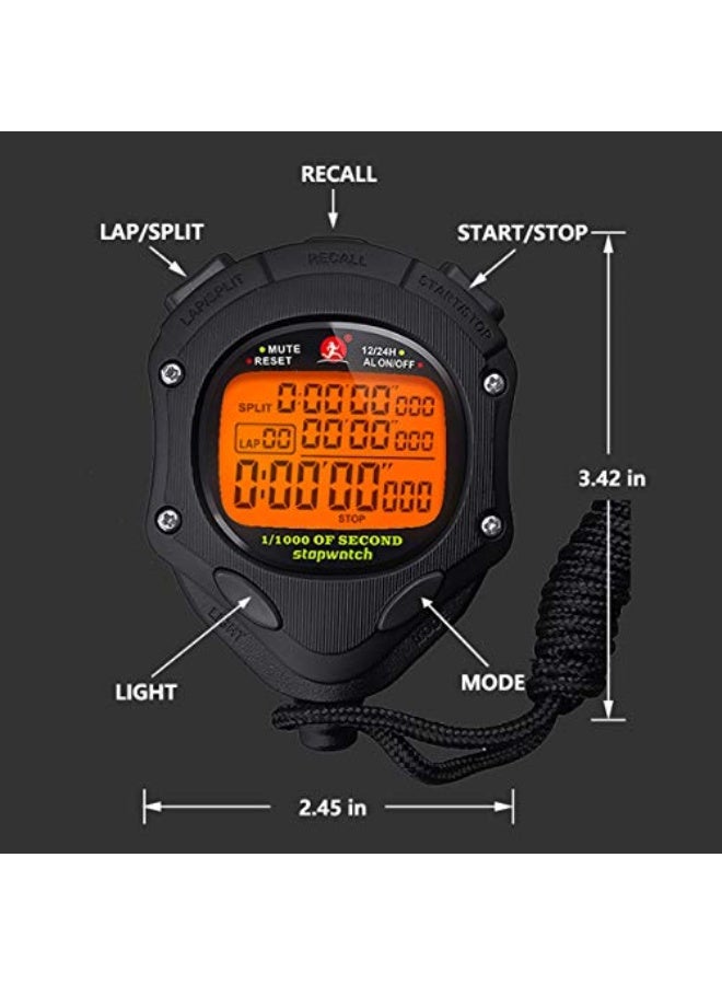 Generic xinko Digital Stopwatch Timer with Back Light Stop watch 0.001second Timing|100 lap Memory,Large dispaly Alarm Clock for Coach Sports Swimming Running Marathon Competition(100LAP(Back Light))  - Image 2