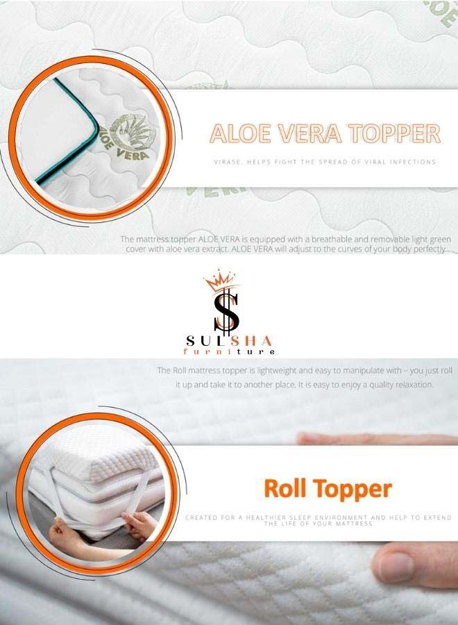 SULSHA ALOE VERA Anti-Allergic Premium Quality Super Soft Memory Foam Topper Queen Size 140x200x7 Cm - Image 3