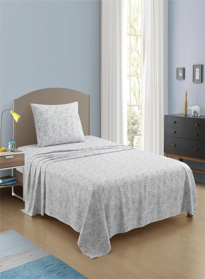 Urban Lifestyle 3-Piece Twin Sheet Set,Baby Blue Coquette Bow Design, Includes Top Sheet, Fitted Sheet & Pillowcase, Soft and Stylish Bedding for Kids or Teen Bedroom - Image 5