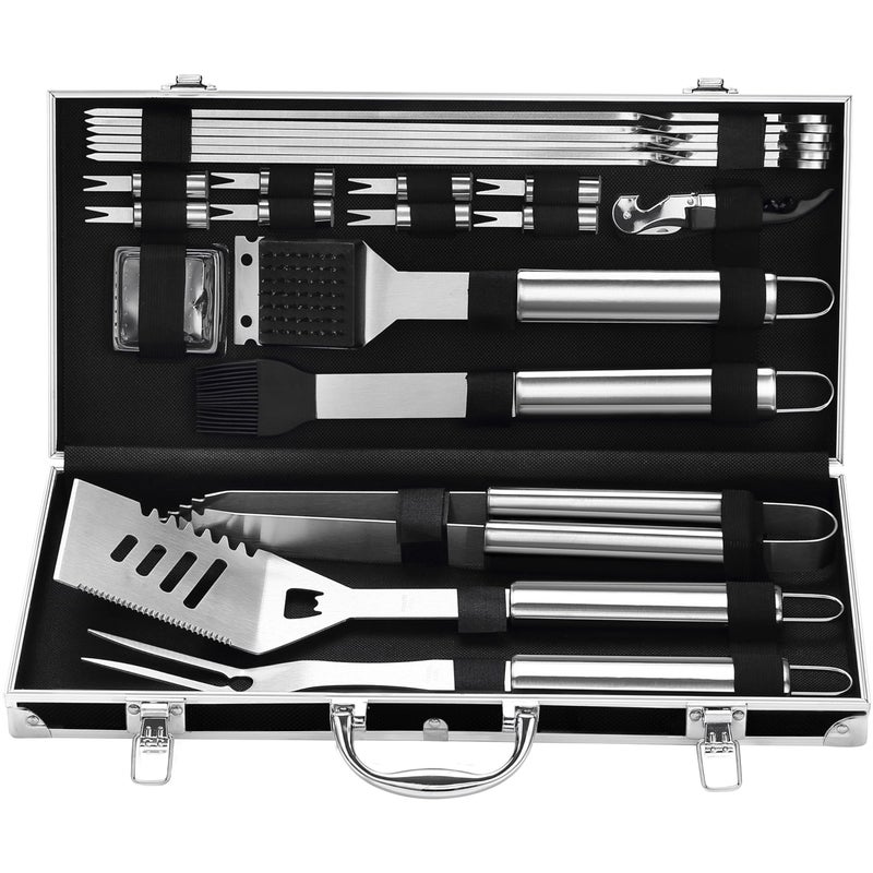 Grilljoy BBQ Accessories Grill Tools Set - 22PCS Stainless Steel Barbecue Grill Accessories for Outdoor Grill with Black Aluminum Case - Christmas Grilling Gifts for Men & Dad -Grill Tools Kit - Image 1