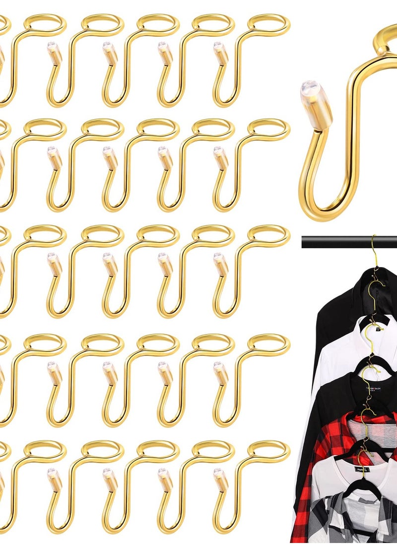 Excefore 25 Pieces Clothes Hanger Connector Hooks, Metal Hanger Extender Hooks Hanger Hooks for Velvet Hangers Plastic Wooden Closet Space Saving, Gold, 25 Pieces  - Image 1