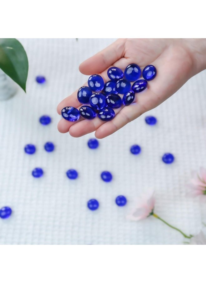 CYS EXCEL Cobalt Blue Glass Gemstone Beads Vase Fillers Flat Marble Beads Multiple Color Choices Aquarium Decor Rocks Floral Stones Decorative Mosaic Glass Gem Pebbles, 3 Lbs  - Image 2
