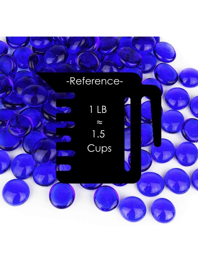 CYS EXCEL Cobalt Blue Glass Gemstone Beads Vase Fillers Flat Marble Beads Multiple Color Choices Aquarium Decor Rocks Floral Stones Decorative Mosaic Glass Gem Pebbles, 3 Lbs  - Image 1