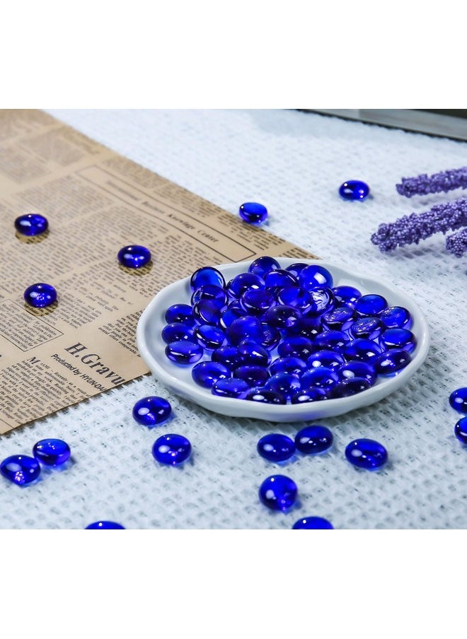 CYS EXCEL Cobalt Blue Glass Gemstone Beads Vase Fillers Flat Marble Beads Multiple Color Choices Aquarium Decor Rocks Floral Stones Decorative Mosaic Glass Gem Pebbles, 3 Lbs  - Image 4