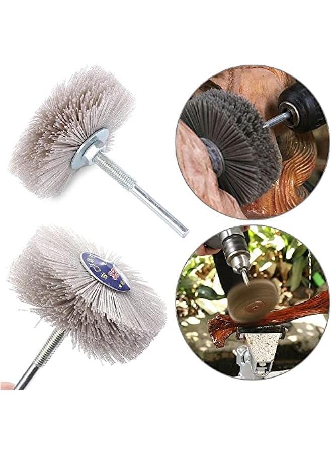 Nylon Wheel Brush Woodwork Flower Head Wood Furniture Drill Grind Buff Deburring Grinder - Image 3