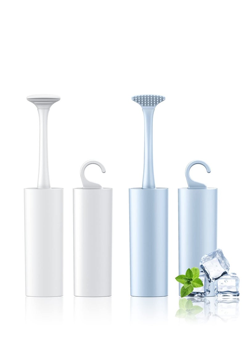 Zikra Tongue Scraper Cleaner 100% BPA Free Tongue Scrapers with Travel Handy Case for Adults, Kids, Healthy Oral Care, Easy to Use, Help Fight Bad Breath (2 PACK White & Blue) - Image 1