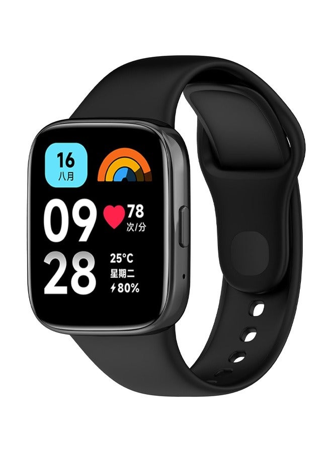 حزام بديل أنيق عالي الجودة لساعة Xiaomi Redmi Watch 3 Active/Redmi Watch 3 Lite باللون الأسود - Image 1