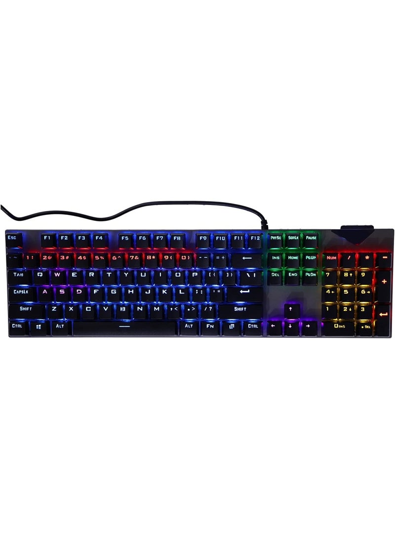 لوحة مفاتيح ميكانيكية للألعاب، لوحة مفاتيح USB مريحة، 104 مفاتيح، توصيل وتشغيل، مريحة غير قابلة للانزلاق، لمكتب الألعاب - أسود - Image 2