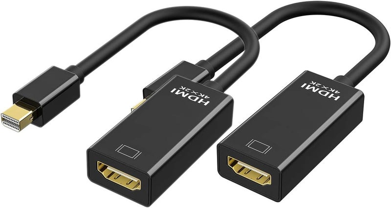 محول من مني دسبلاي بورت إلى HDMI عبوة من 2 مني دي بي (متوافق مع ثندربولت) إلى محول HDMI بدقة 4Kx2K كابل مطلي بالذهب لأجهزة MacBook Pro و MacBook Air و Mac Mini و Microsoft Surface Pro 3/4 - Image 1