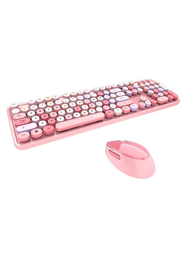 NIBEMINENT Wireless Keyboard And Mouse Set Pink/White 
