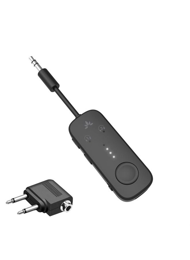 Avantree Relay - Bluetooth 5.3 Adapter for Airplanes with Qualcomm apt-X Low Latency Adaptive Support. Wireless Audio Transmitter for 2 Headphones or AirPods. Perfect for in-Flight Entertainment