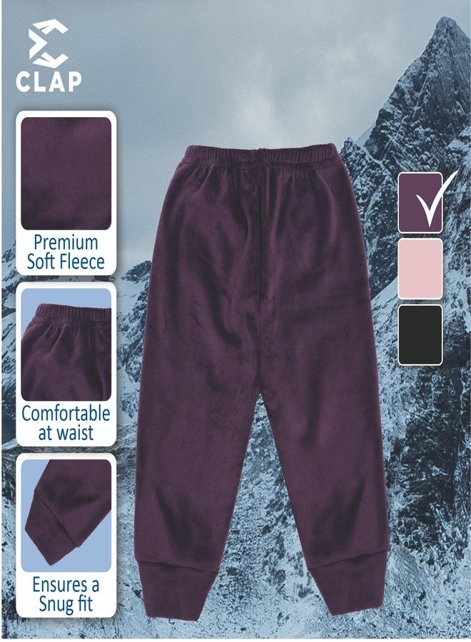 CLAP Unisex Baby Winter Pants Fleece Warm Pajamas Super Soft Multicolor Set of 3 (Purple Black Pink, 18-24 Months) - Image 4