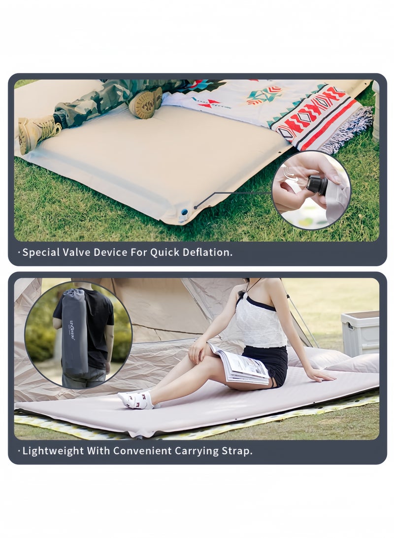 GGEROU Sleeping Pad for Camping Built-in Pump Self Inflation Air Mattress with Pillow for 2 Person 75.6’’*52’’ Full-Size 1.5 Inch Thickness with Carry Bag for Outdoor Backpacking Camping Hiking Travel  - Image 2
