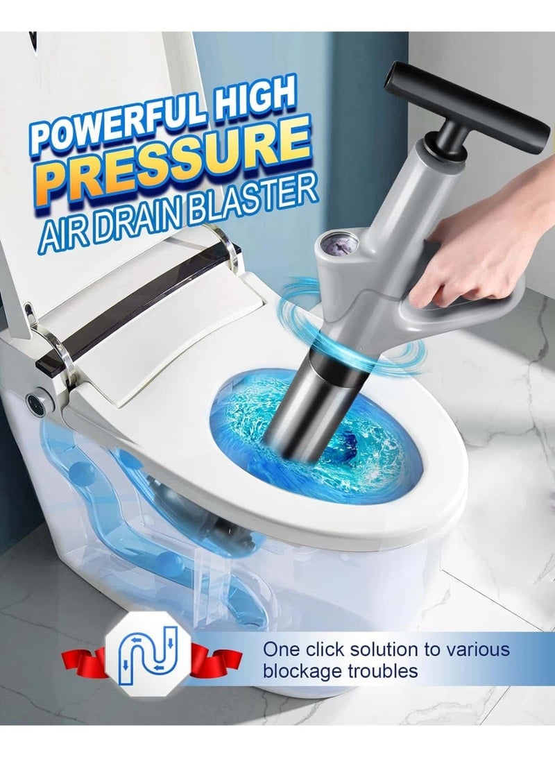 Anmi Toilet Plunger, High Pressure Air Drain Blaster with Visual Barometer & Detachable Assembly Heads, Heavy Duty Toilet Unclogger Plungers for Bathroom, Kitchen, Toilet - Image 2