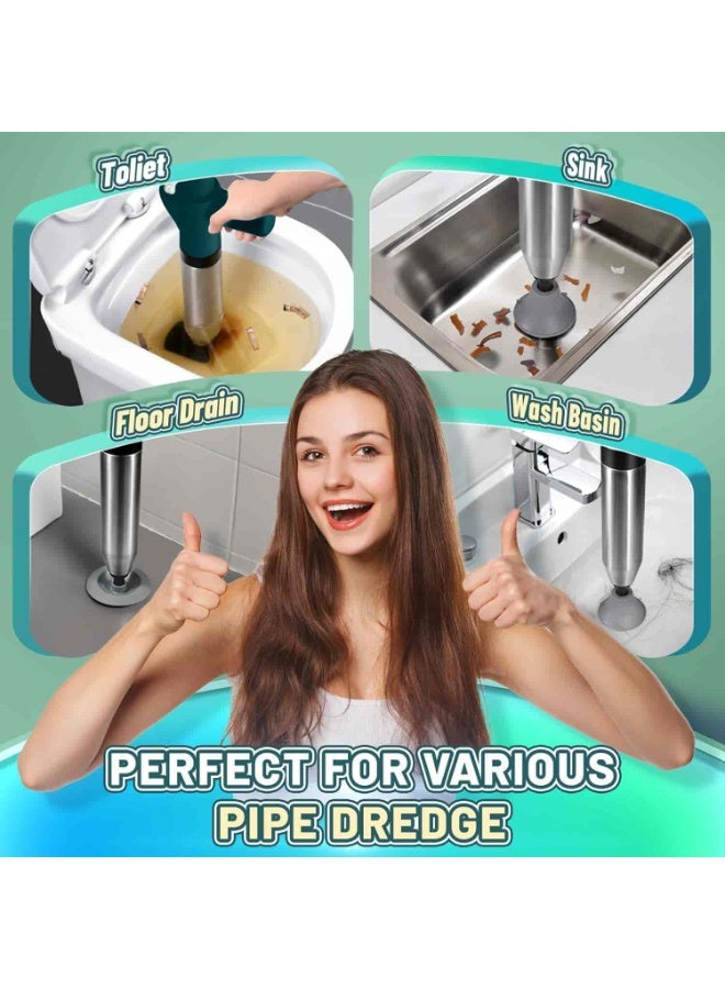 Anmi Toilet Plunger, High Pressure Air Drain Blaster with Visual Barometer & Detachable Assembly Heads, Heavy Duty Toilet Unclogger Plungers for Bathroom, Kitchen, Toilet - Image 3
