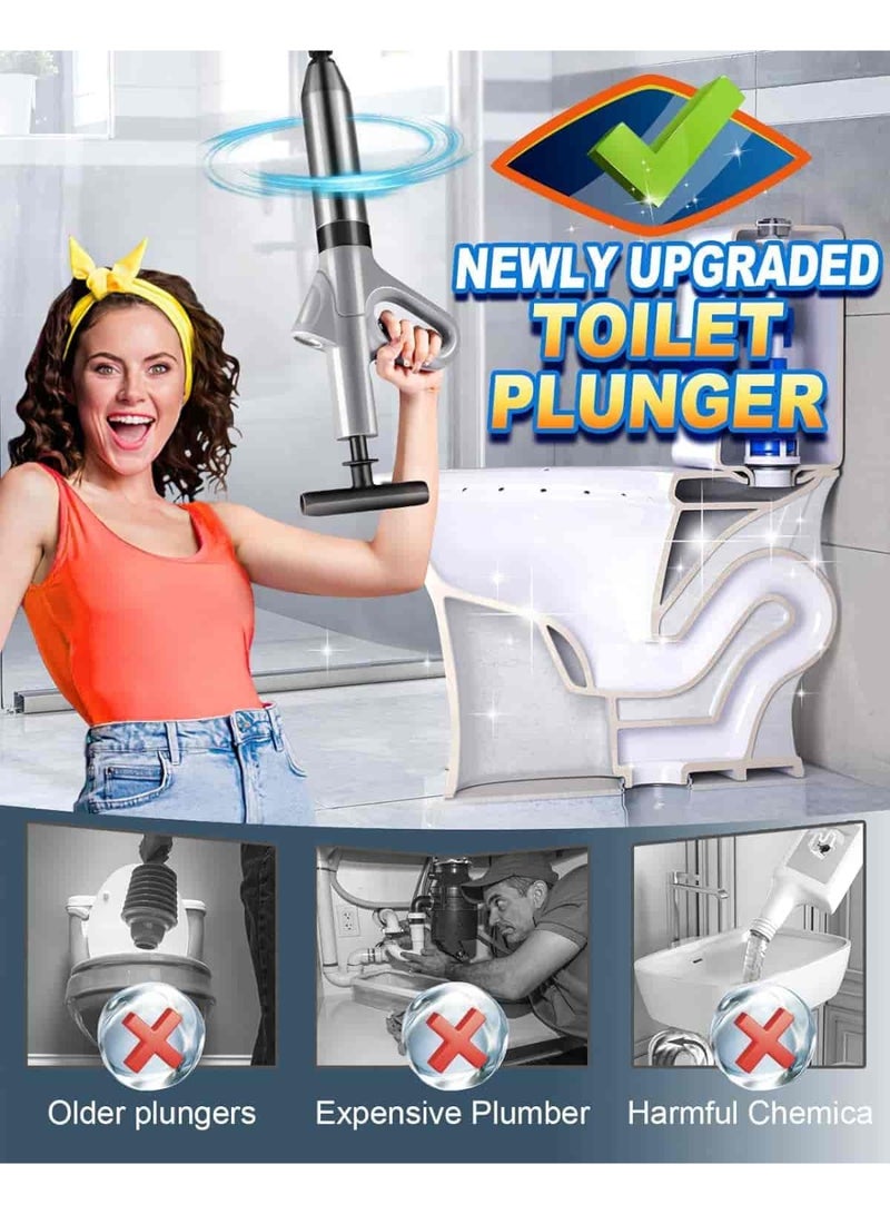 Anmi Toilet Plunger, High Pressure Air Drain Blaster with Visual Barometer & Detachable Assembly Heads, Heavy Duty Toilet Unclogger Plungers for Bathroom, Kitchen, Toilet - Image 4