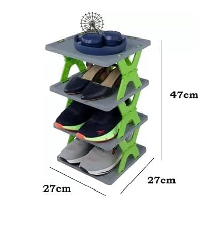 NOBILEA QUALIZA 4 Layer Shoes Stand Multifunctional Entryway Foldable Collapsible Door Shoe Rack Free Standing Heavy Duty Plastic Shoe Shelf Storage Organizer Narrow Footwear Home - Image 2