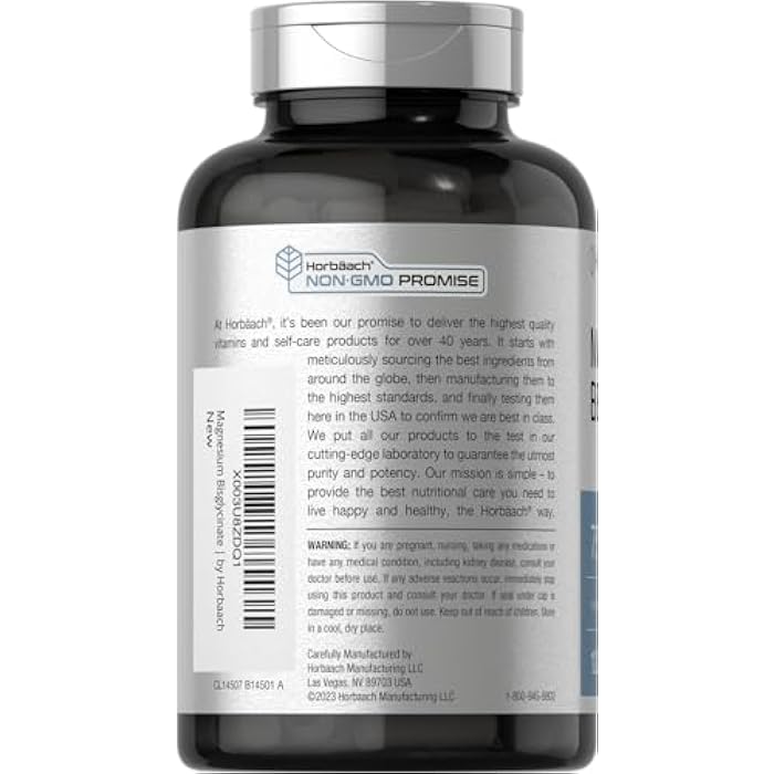 Horbäach Magnesium Bisglycinate | 120 Capsules | 750mg | Non-GMO and Gluten Free Supplement - Image 3