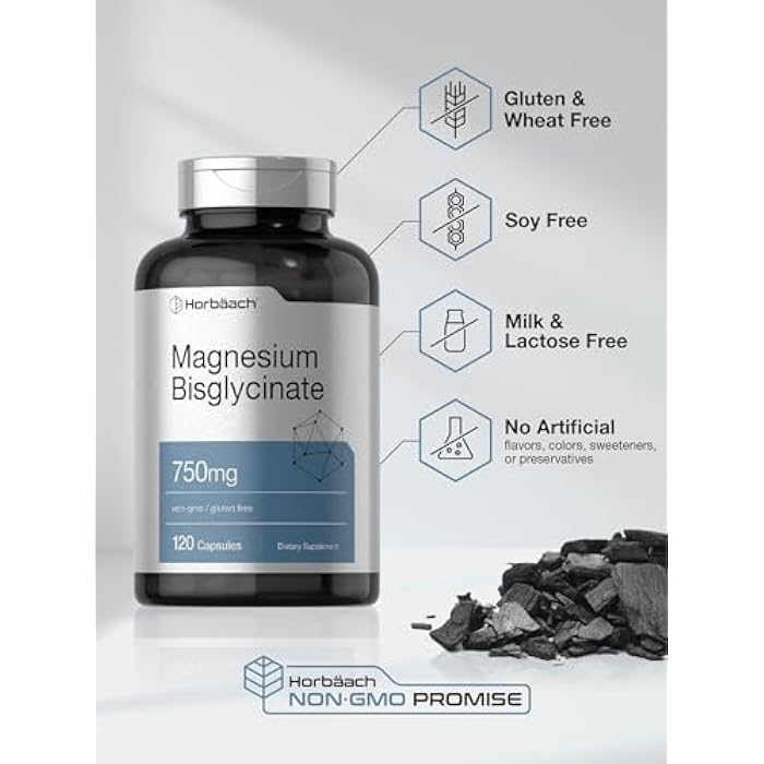 Horbäach Magnesium Bisglycinate | 120 Capsules | 750mg | Non-GMO and Gluten Free Supplement - Image 5