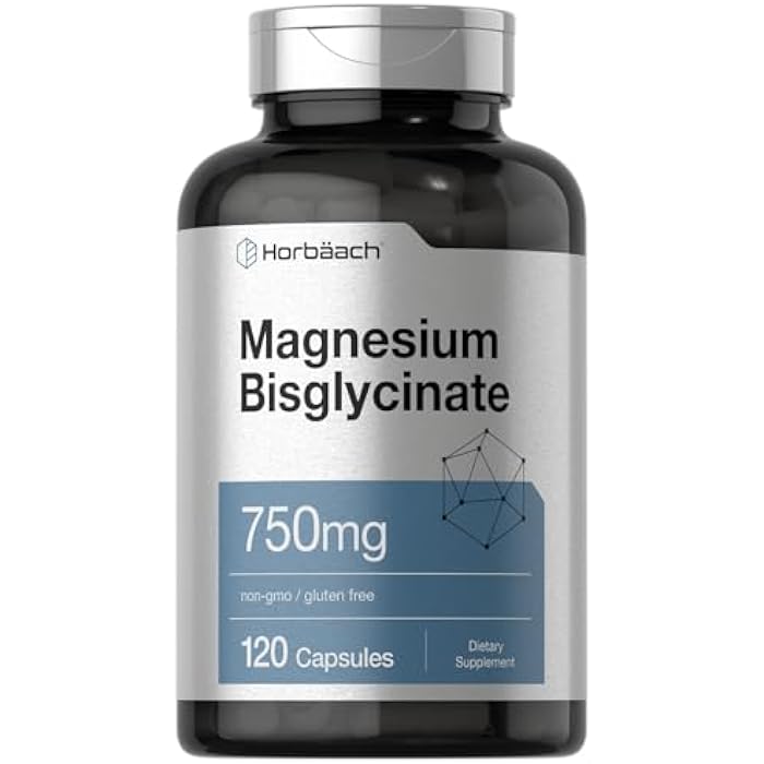 Horbäach Magnesium Bisglycinate | 120 Capsules | 750mg | Non-GMO and Gluten Free Supplement - Image 1