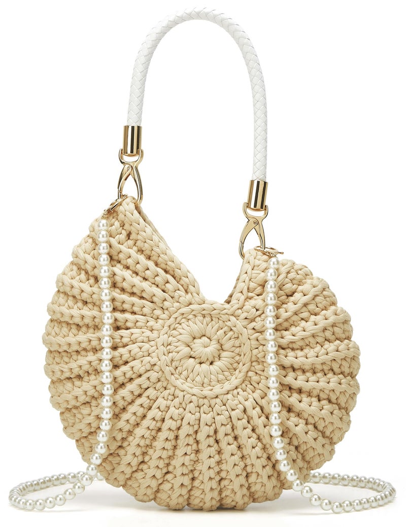 Hzxsny Handmade Crochet Tote Bag Seashell Purse for Women Boho Shell Handbag Crossbody Shoulder Bag Summer Beach Clutch Hobo Handbag - Image 1