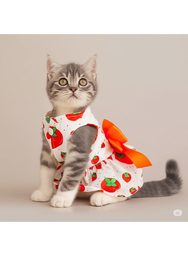 A.M Cute Floral Pattern Dog Dress with Lovely Bow Pet Apparel Dog Clothes for Small Dogs and Cats | Puppy Summer Dress Birthday Pet Apparel Dress (Size: L, Bust: 42cm, Length 32cm) - Image 2