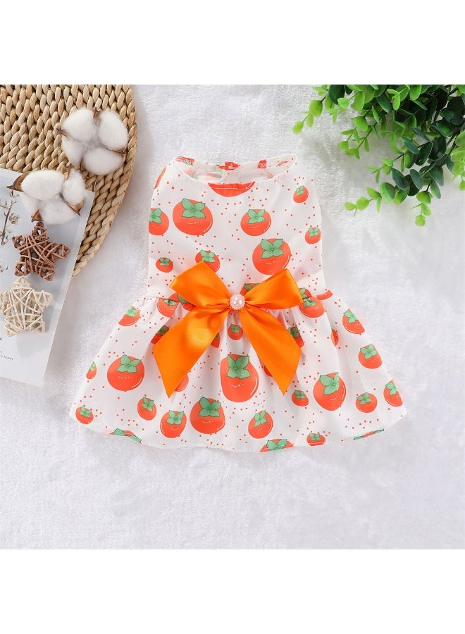 A.M Cute Floral Pattern Dog Dress with Lovely Bow Pet Apparel Dog Clothes for Small Dogs and Cats | Puppy Summer Dress Birthday Pet Apparel Dress (Size: L, Bust: 42cm, Length 32cm) - Image 5