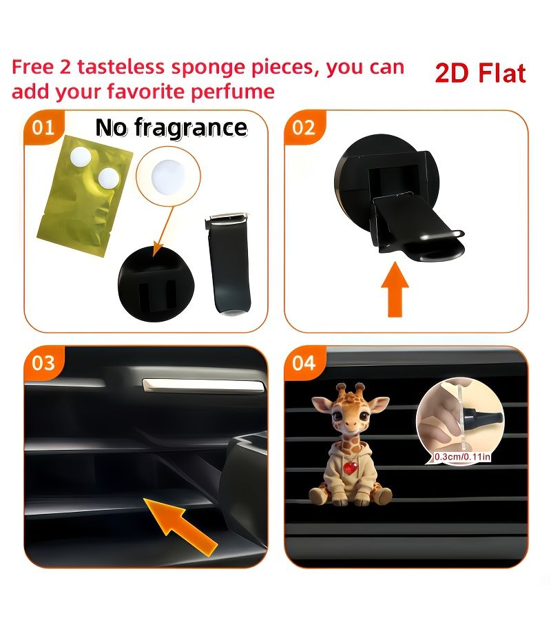 Giraffe Car Air Vent Clip Decoration 1pc Unscented Acrylic Ornament Interior Accessory - Image 3